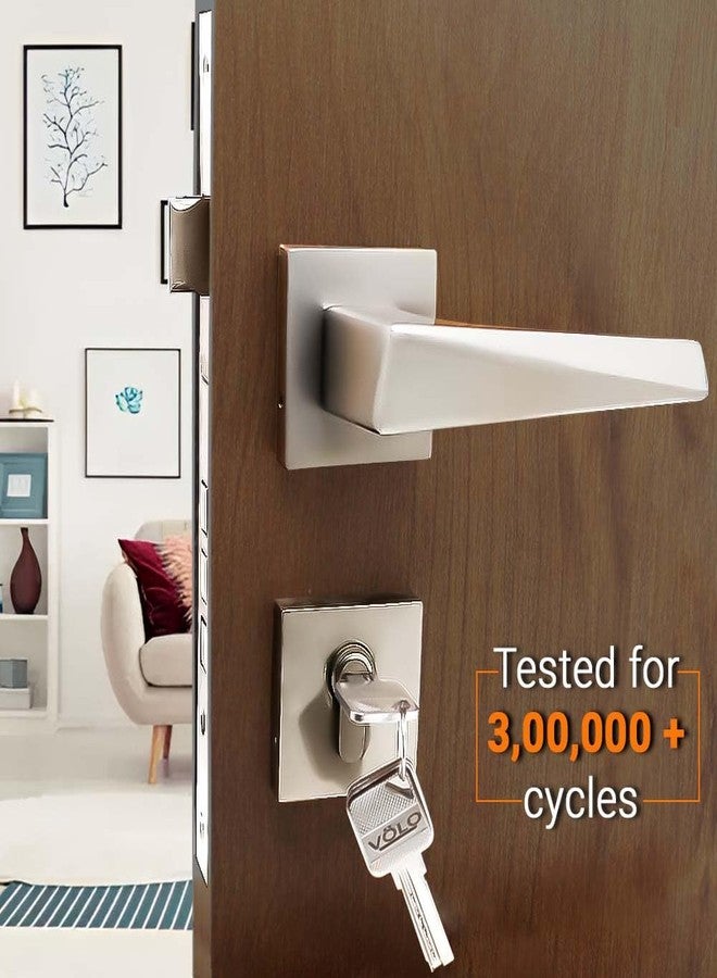 VOLO Silver Satin Heavy Duty Main Door Mortise Lock Set with Brass Cylinder with 3 Brass Key for Home/Hotel. (Model No. : 2248 HOR) - Image 5
